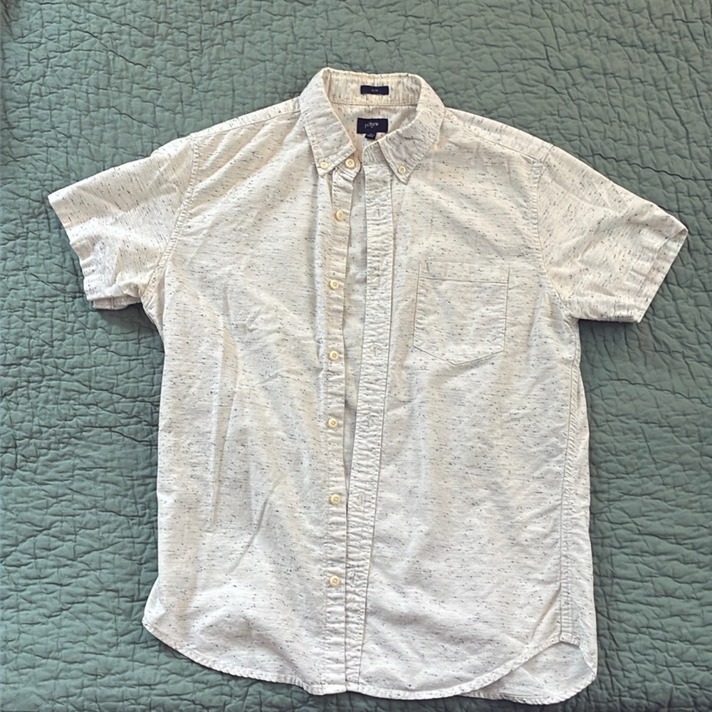J Crew men’s medium slim fit speckled short sleeve button down shirt